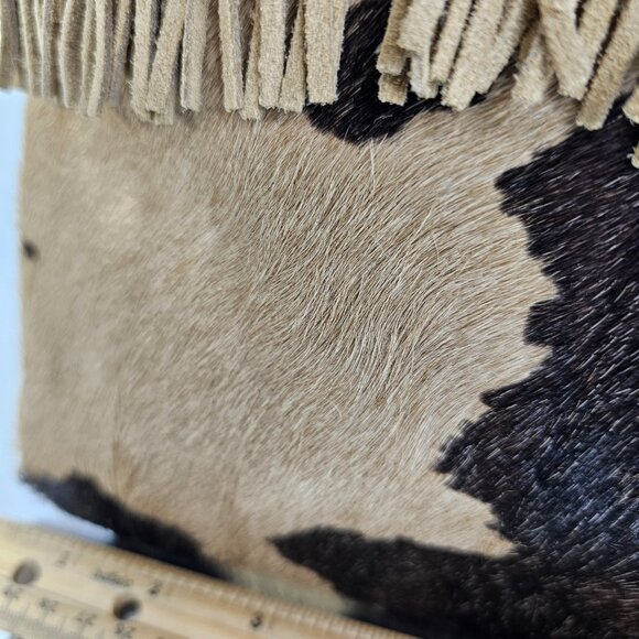 Cow Fur Handbag With Leather Tassles Feels Like A Real Cow. Hair On hide Cattle - Picture 5 of 16